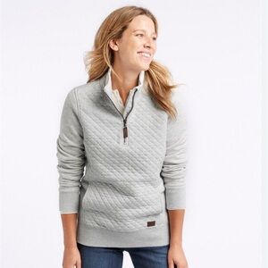 LL Bean Quilted Quarter-Zip Pullover in Light Gray Heather